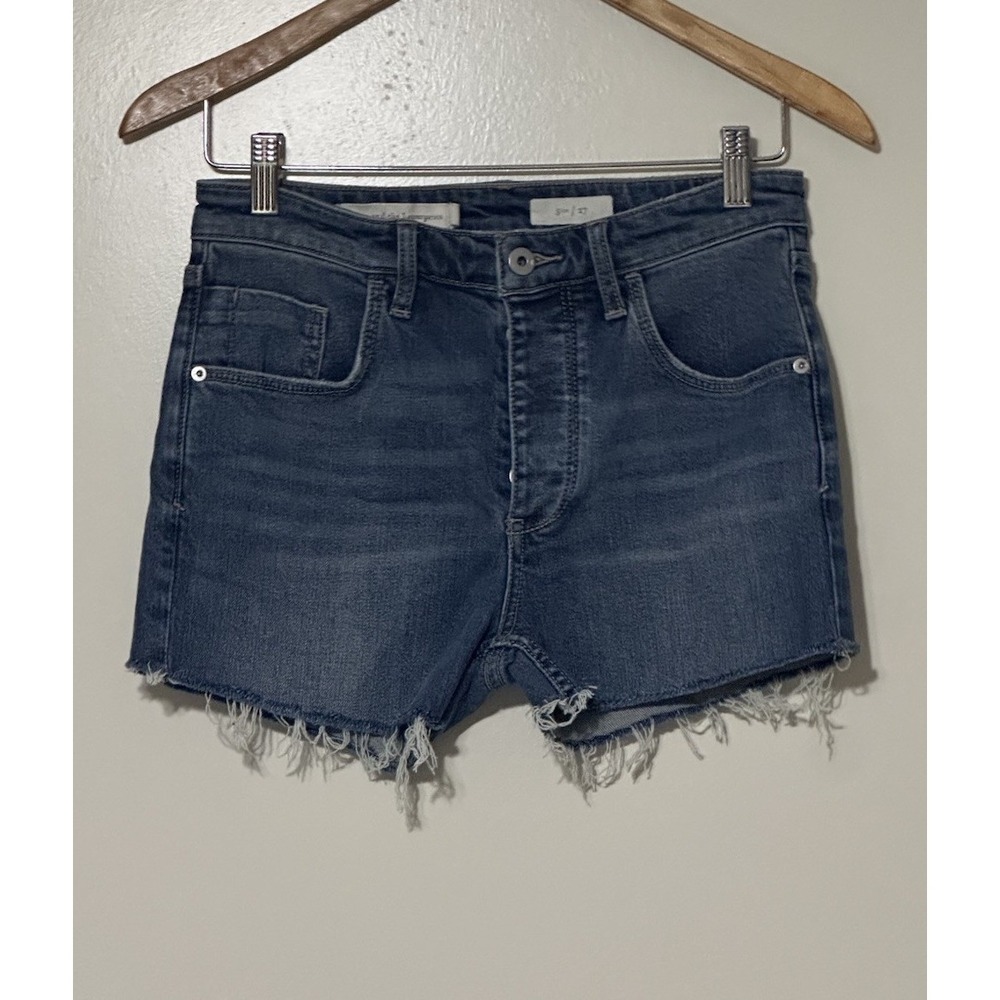 Pilcro and The Letterpress Jean Denim Shorts Women 27 High Rise Cut Off Blue‎